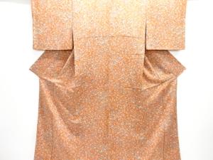 縮緬地裂取りに草花模様小紋着物